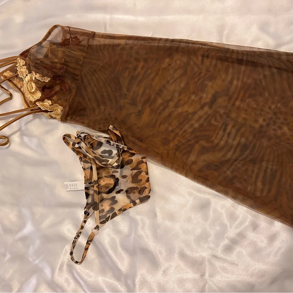 La Perla Vintage leopard sheer Chemise Set